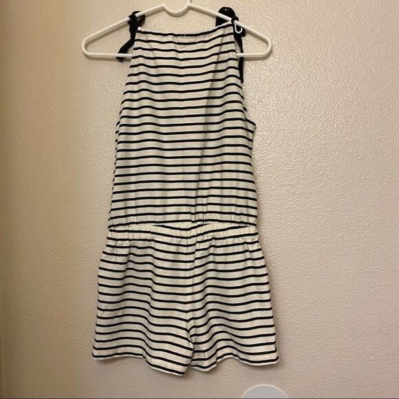 Madewell Black stripe white Tie-Shoulder Romper preppy coastal minimal sailor XS - Picture 2 of 8